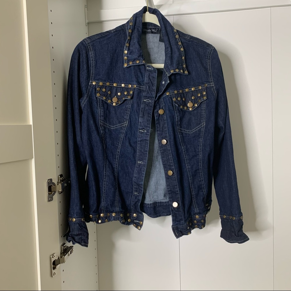 5/$25 Sale ☀️ Studio West Stud Button Dark Wash Denim Jacket